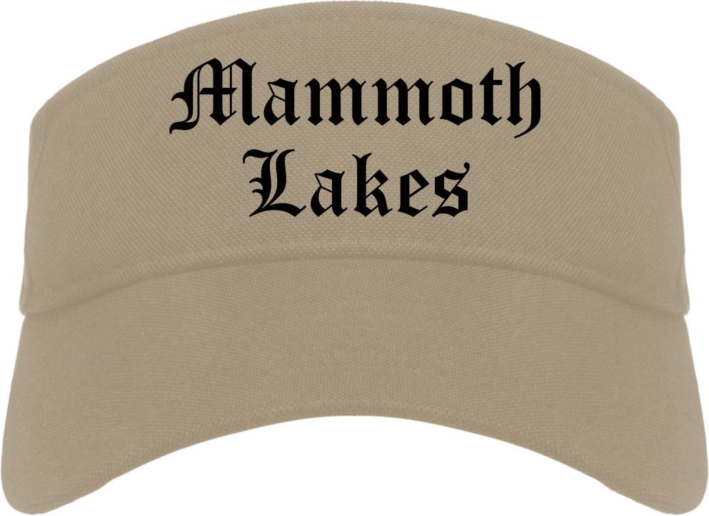 Mammoth Lakes California CA Old English Mens Visor Cap Hat Khaki
