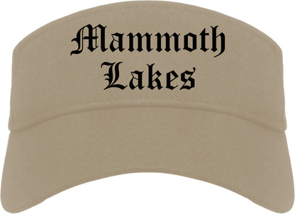 Mammoth Lakes California CA Old English Mens Visor Cap Hat Khaki