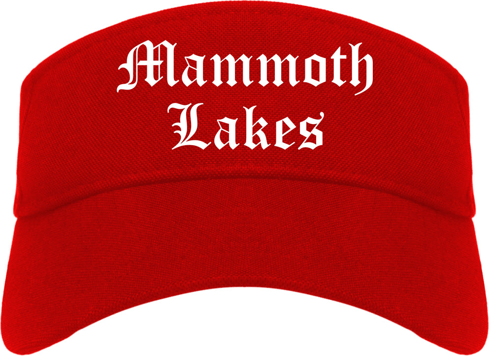 Mammoth Lakes California CA Old English Mens Visor Cap Hat Red