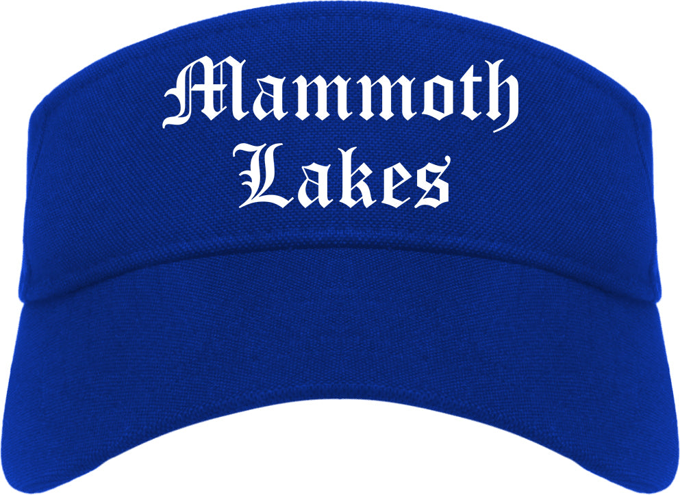 Mammoth Lakes California CA Old English Mens Visor Cap Hat Royal Blue