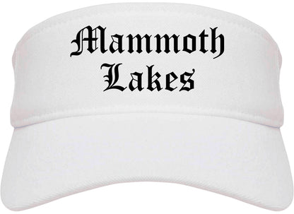 Mammoth Lakes California CA Old English Mens Visor Cap Hat White