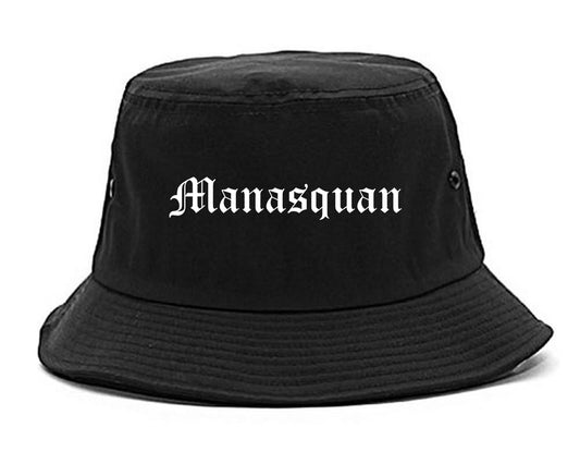 Manasquan New Jersey NJ Old English Mens Bucket Hat Black