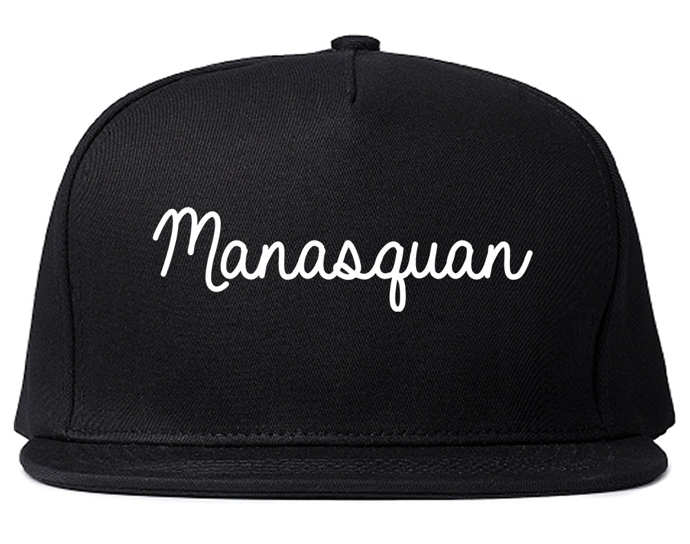 Manasquan New Jersey NJ Script Mens Snapback Hat Black
