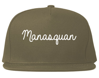 Manasquan New Jersey NJ Script Mens Snapback Hat Grey