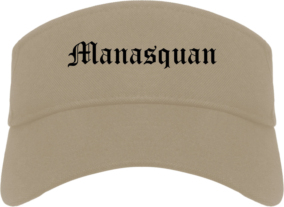 Manasquan New Jersey NJ Old English Mens Visor Cap Hat Khaki