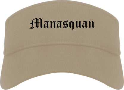 Manasquan New Jersey NJ Old English Mens Visor Cap Hat Khaki