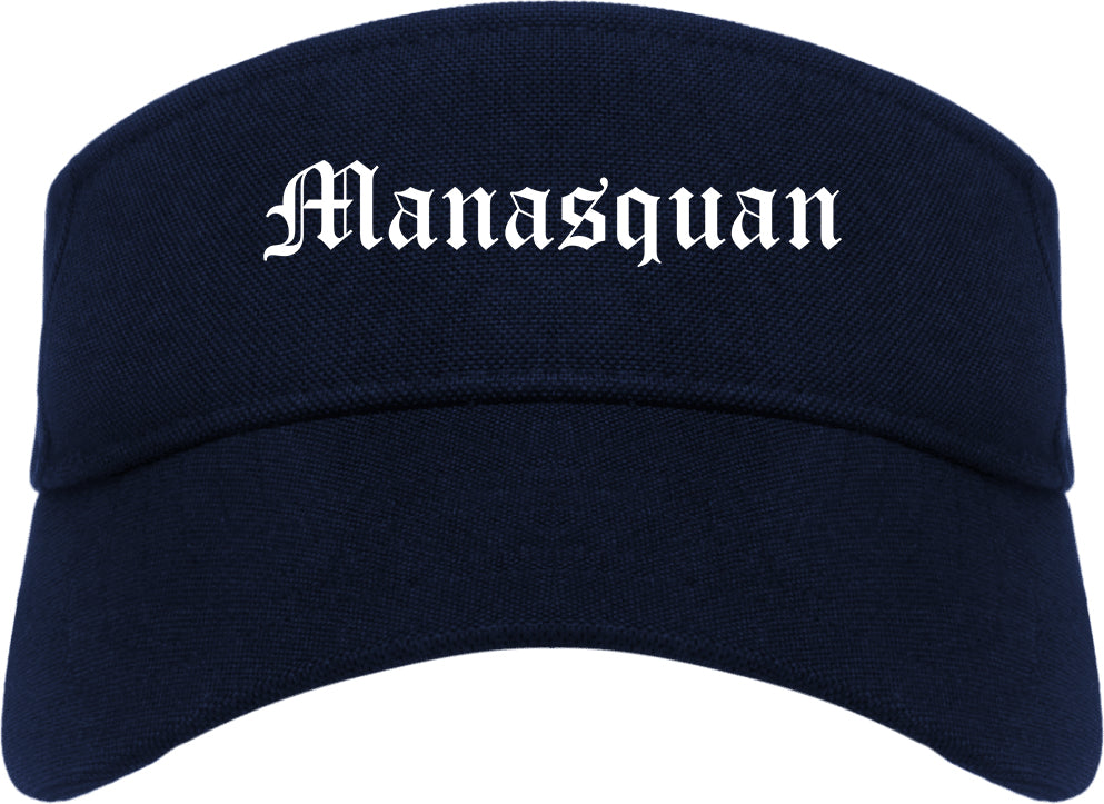 Manasquan New Jersey NJ Old English Mens Visor Cap Hat Navy Blue
