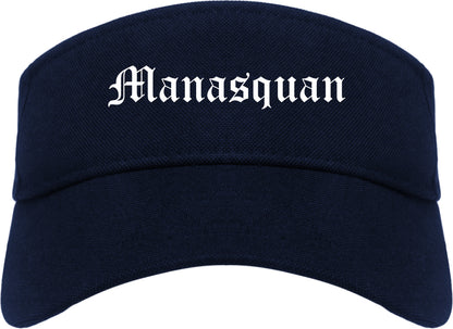 Manasquan New Jersey NJ Old English Mens Visor Cap Hat Navy Blue
