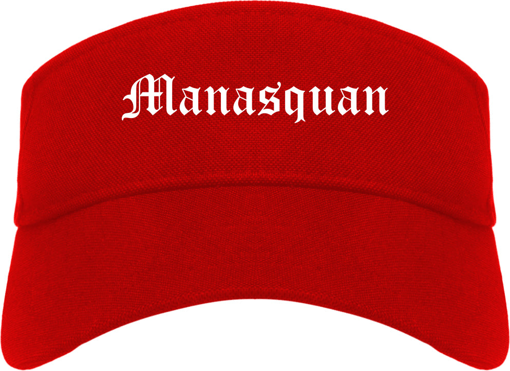 Manasquan New Jersey NJ Old English Mens Visor Cap Hat Red