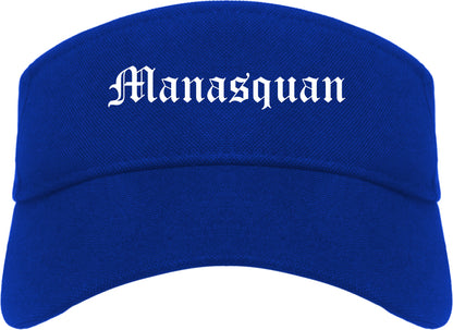 Manasquan New Jersey NJ Old English Mens Visor Cap Hat Royal Blue