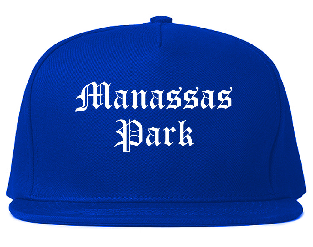 Manassas Park Virginia VA Old English Mens Snapback Hat Royal Blue