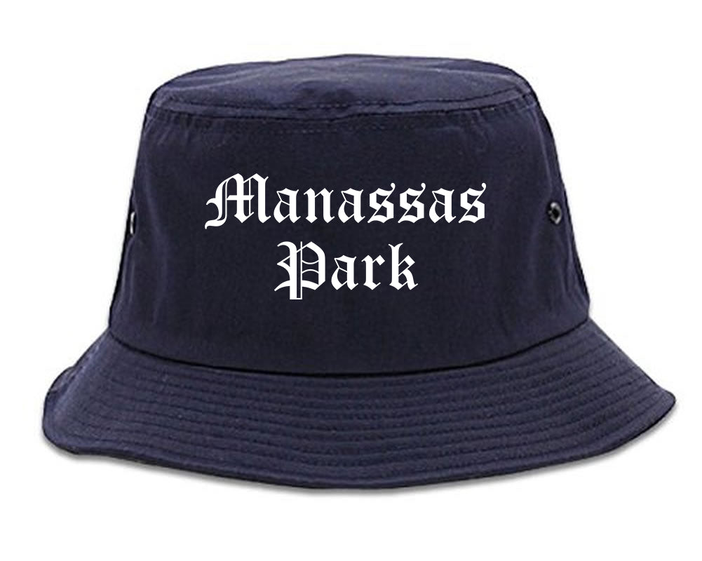 Manassas Park Virginia VA Old English Mens Bucket Hat Navy Blue