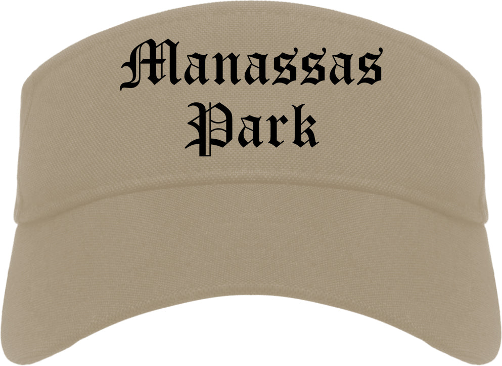 Manassas Park Virginia VA Old English Mens Visor Cap Hat Khaki