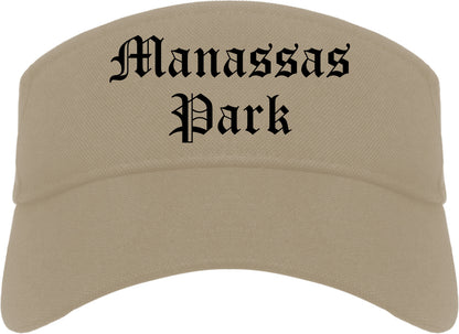 Manassas Park Virginia VA Old English Mens Visor Cap Hat Khaki