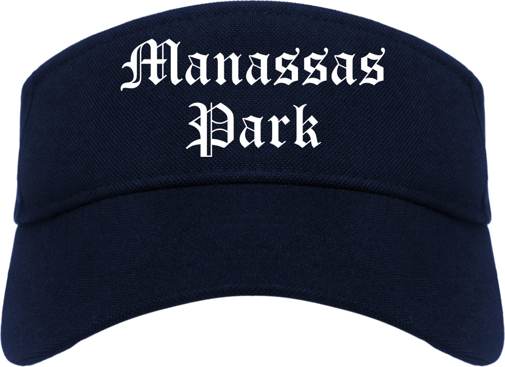 Manassas Park Virginia VA Old English Mens Visor Cap Hat Navy Blue