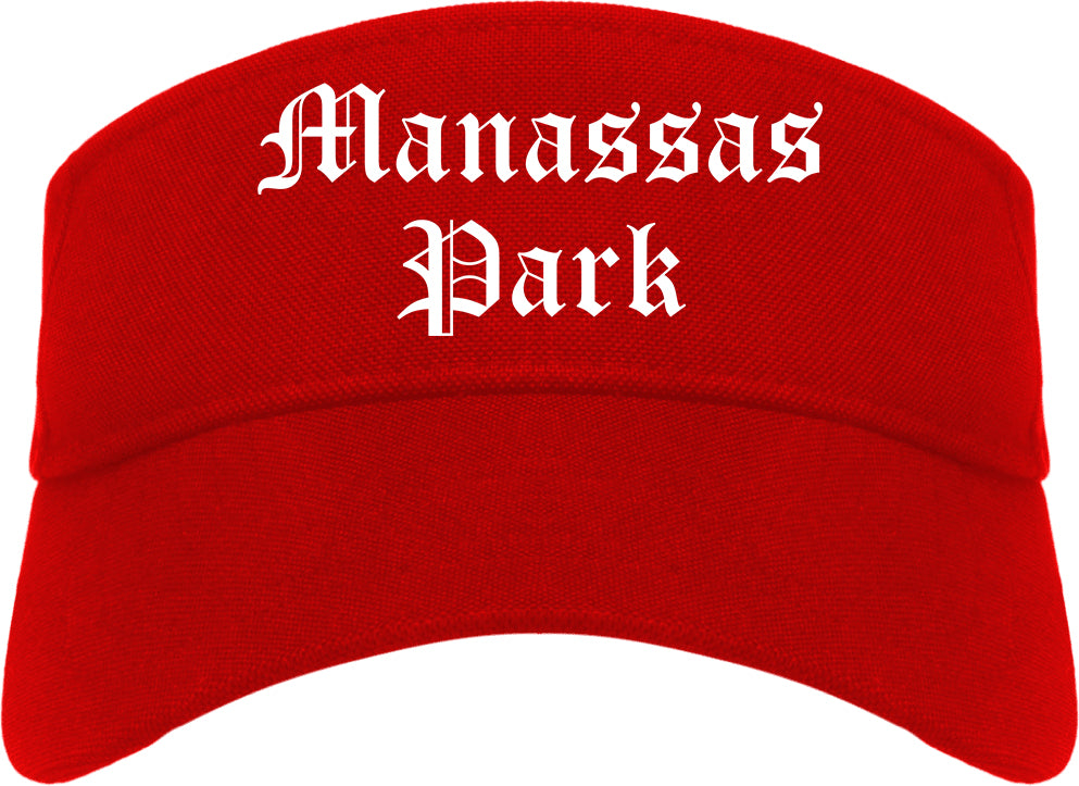 Manassas Park Virginia VA Old English Mens Visor Cap Hat Red