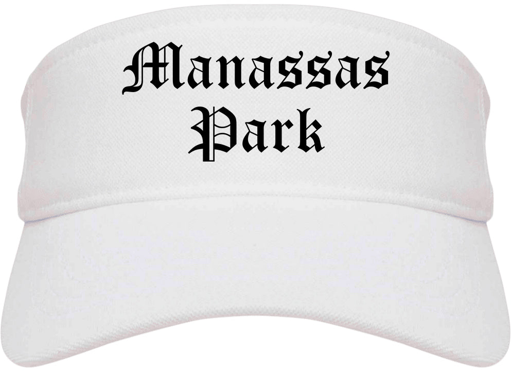 Manassas Park Virginia VA Old English Mens Visor Cap Hat White