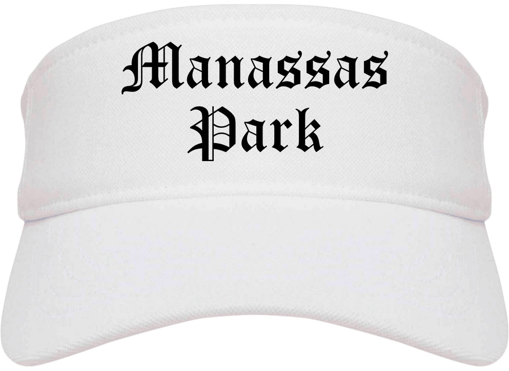 Manassas Park Virginia VA Old English Mens Visor Cap Hat White