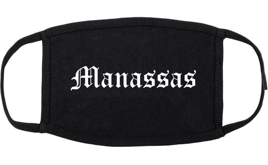 Manassas Virginia VA Old English Cotton Face Mask Black