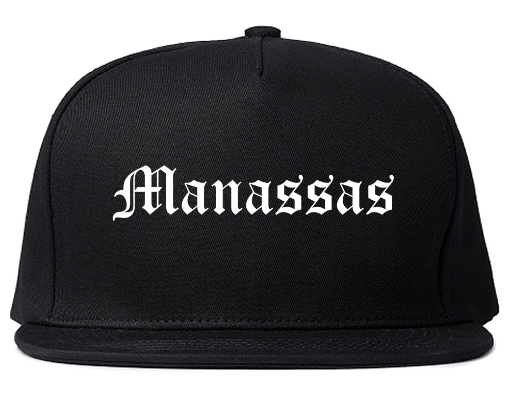 Manassas Virginia VA Old English Mens Snapback Hat Black