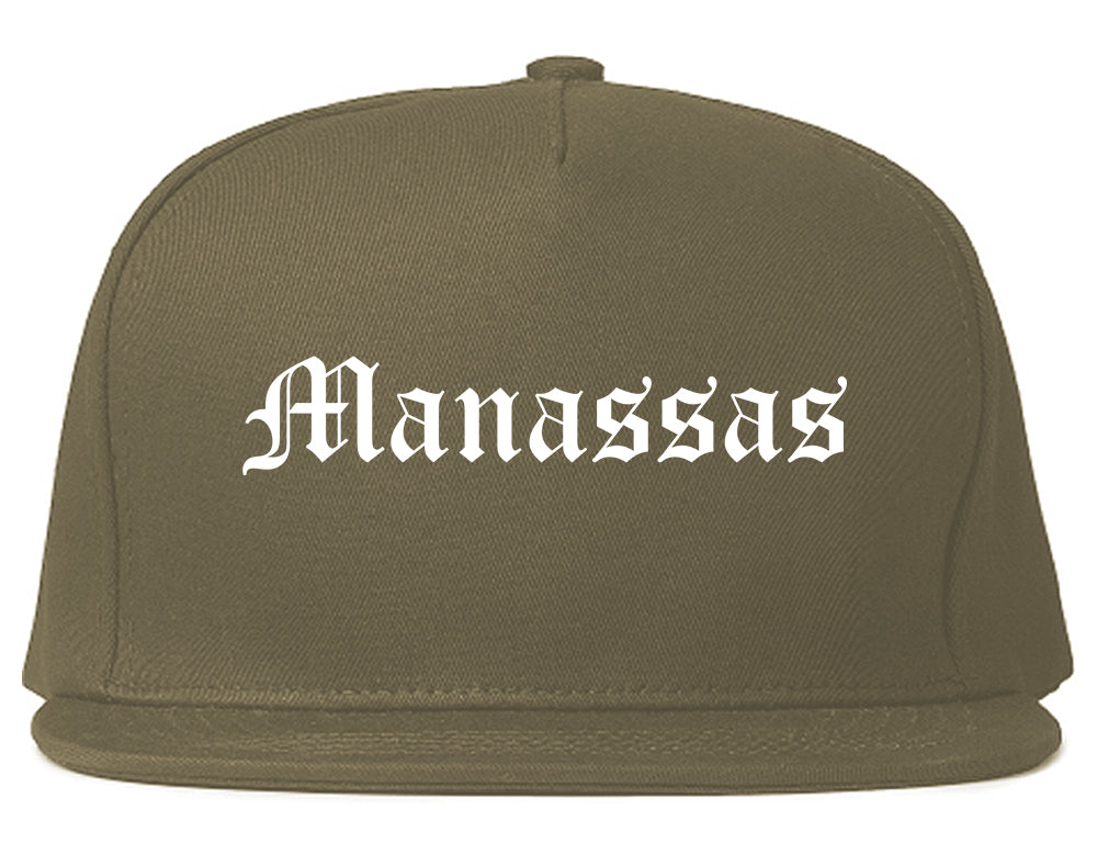 Manassas Virginia VA Old English Mens Snapback Hat Grey