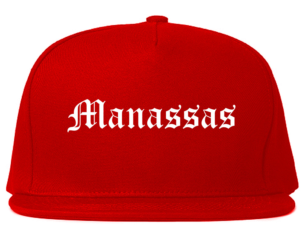 Manassas Virginia VA Old English Mens Snapback Hat Red