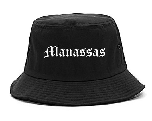 Manassas Virginia VA Old English Mens Bucket Hat Black