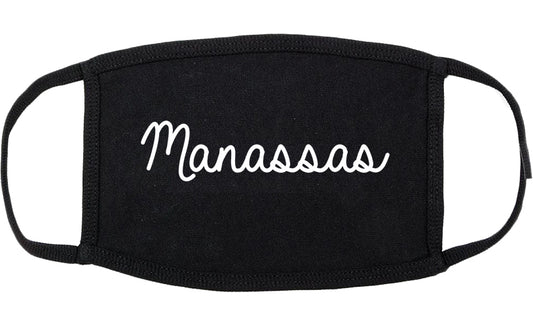 Manassas Virginia VA Script Cotton Face Mask Black