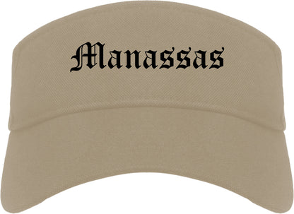 Manassas Virginia VA Old English Mens Visor Cap Hat Khaki