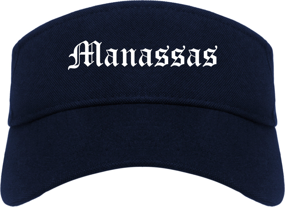 Manassas Virginia VA Old English Mens Visor Cap Hat Navy Blue