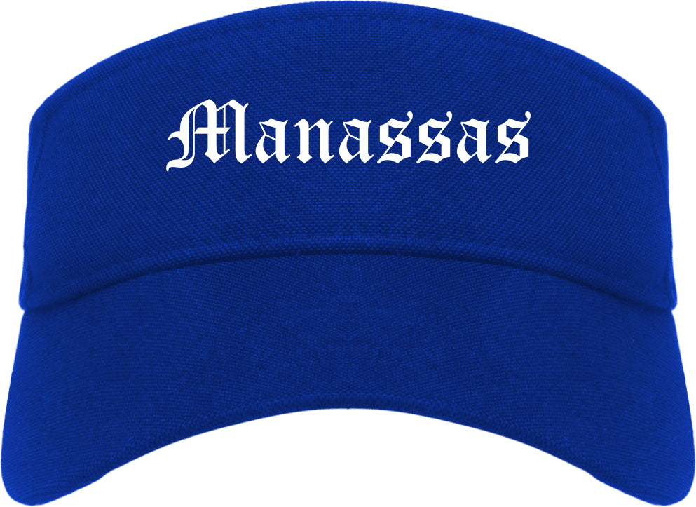 Manassas Virginia VA Old English Mens Visor Cap Hat Royal Blue