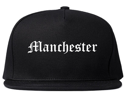 Manchester Iowa IA Old English Mens Snapback Hat Black