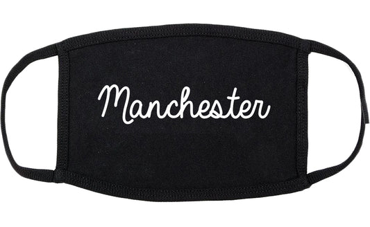 Manchester Iowa IA Script Cotton Face Mask Black