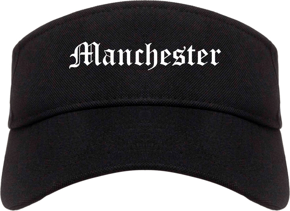 Manchester Iowa IA Old English Mens Visor Cap Hat Black