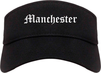 Manchester Iowa IA Old English Mens Visor Cap Hat Black