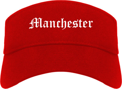 Manchester Iowa IA Old English Mens Visor Cap Hat Red