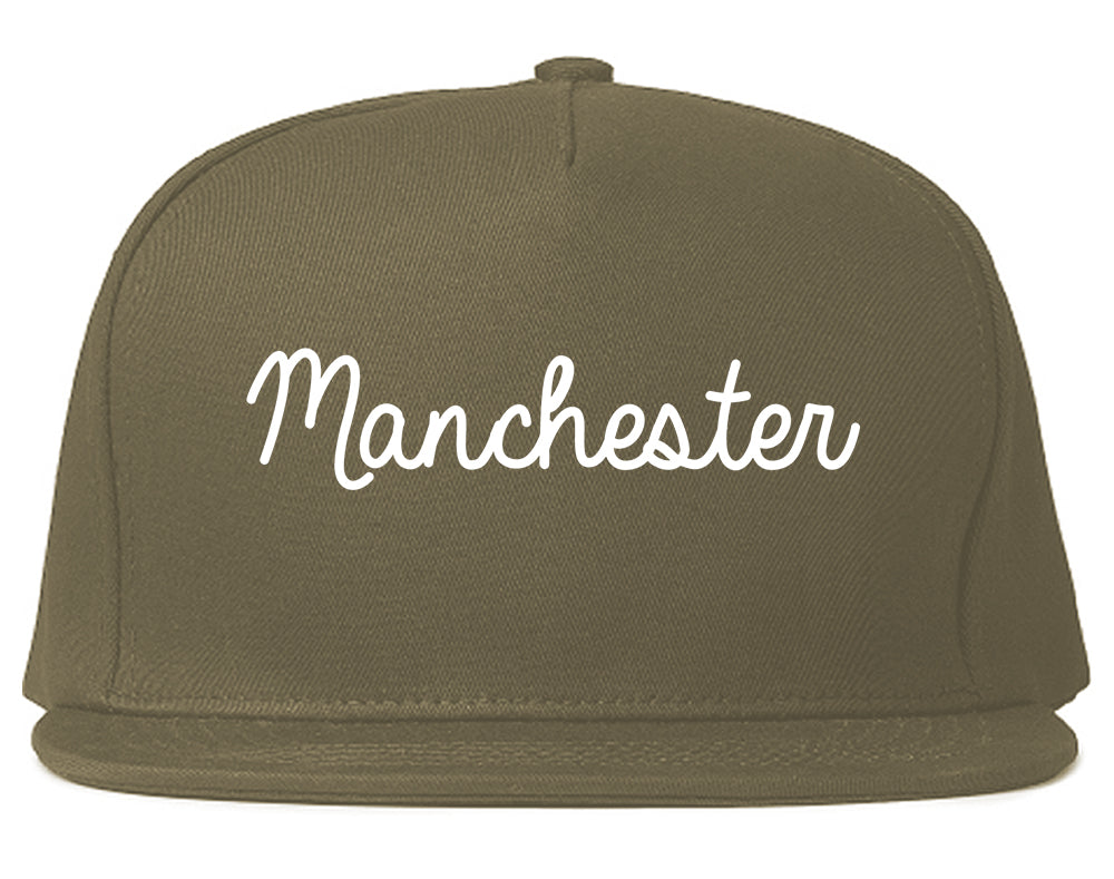 Manchester Missouri MO Script Mens Snapback Hat Grey