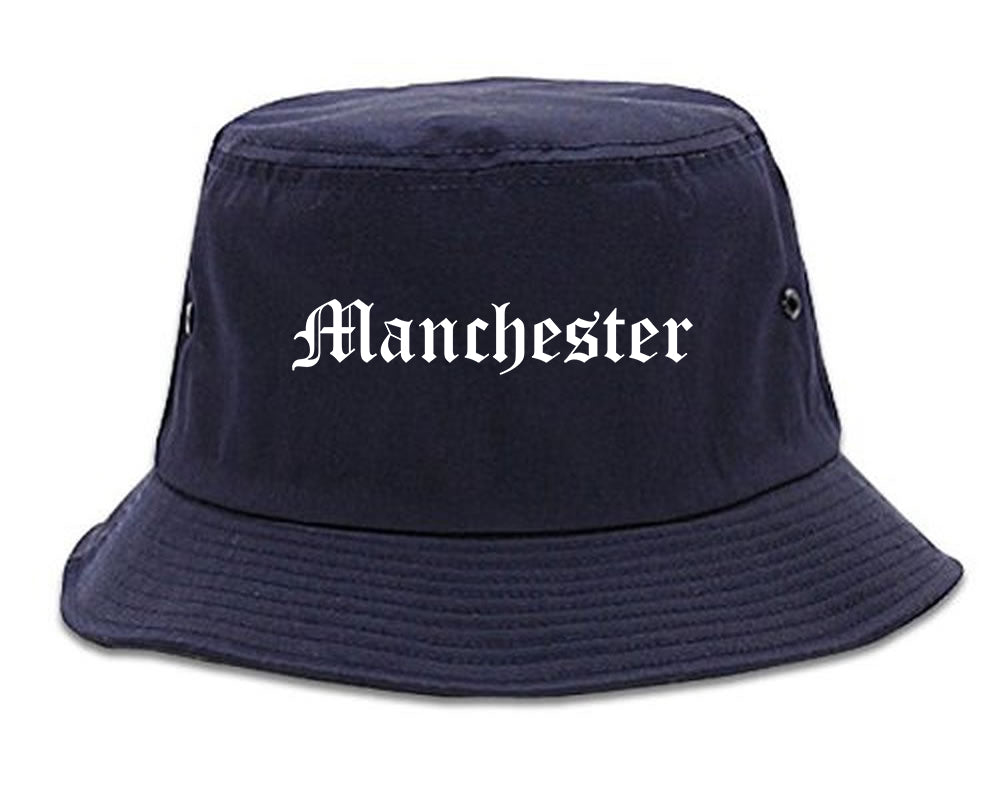 Manchester Tennessee TN Old English Mens Bucket Hat Navy Blue