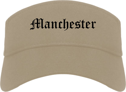 Manchester Tennessee TN Old English Mens Visor Cap Hat Khaki