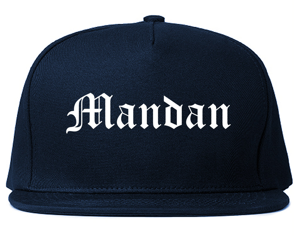 Mandan North Dakota ND Old English Mens Snapback Hat Navy Blue