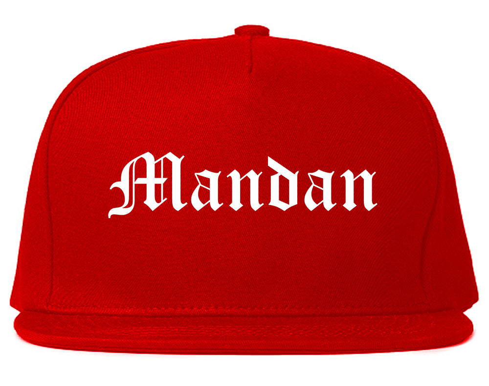 Mandan North Dakota ND Old English Mens Snapback Hat Red