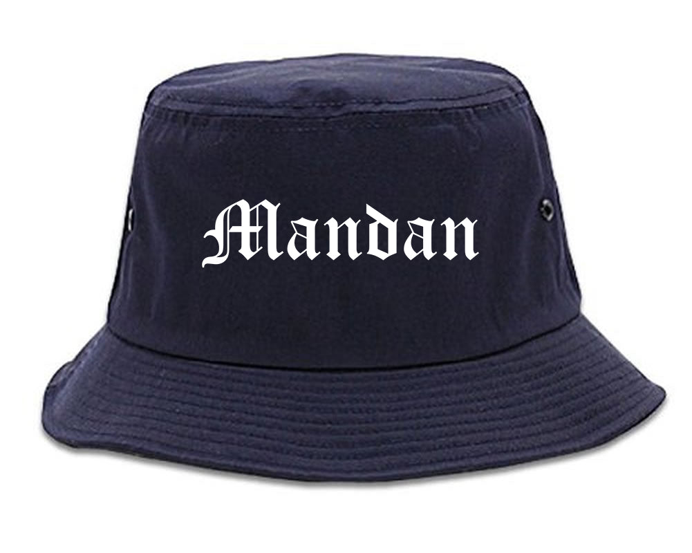 Mandan North Dakota ND Old English Mens Bucket Hat Navy Blue