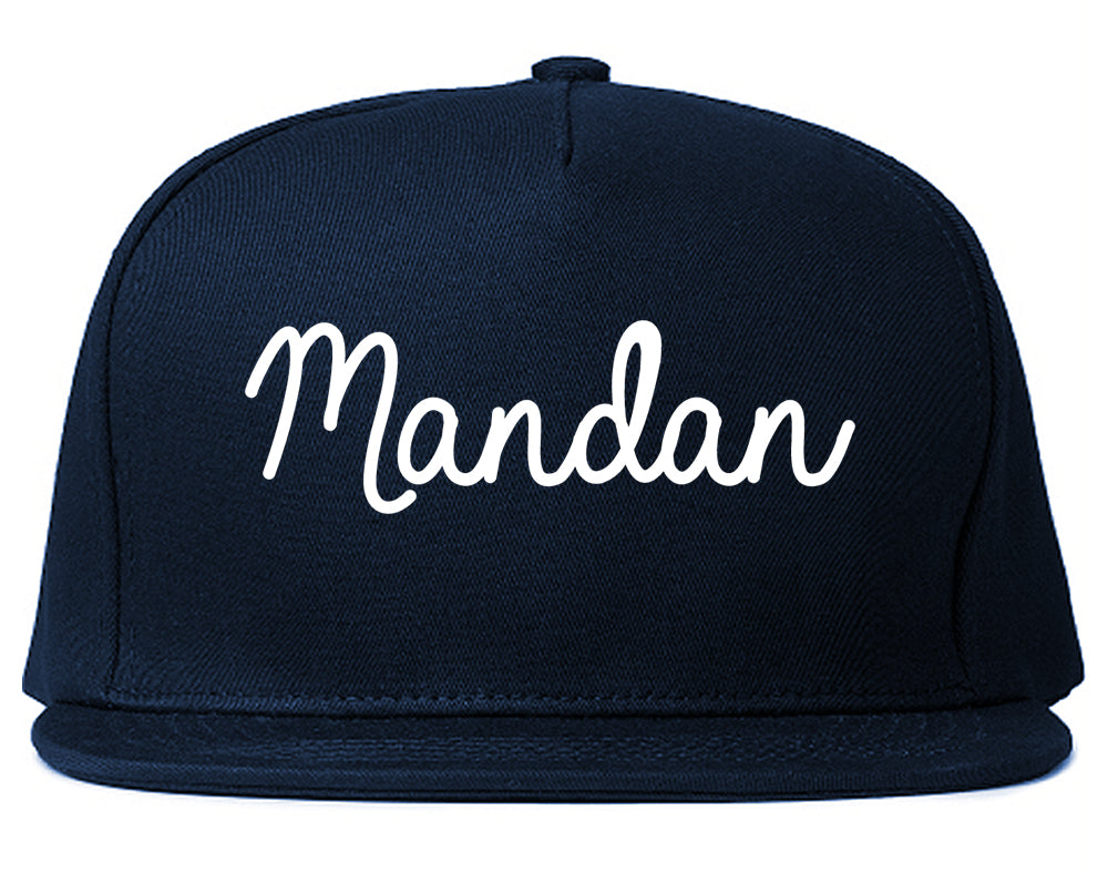 Mandan North Dakota ND Script Mens Snapback Hat Navy Blue