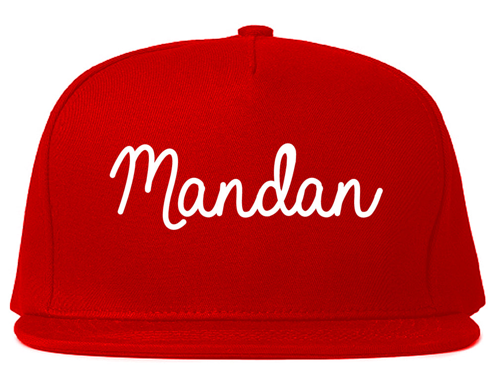 Mandan North Dakota ND Script Mens Snapback Hat Red