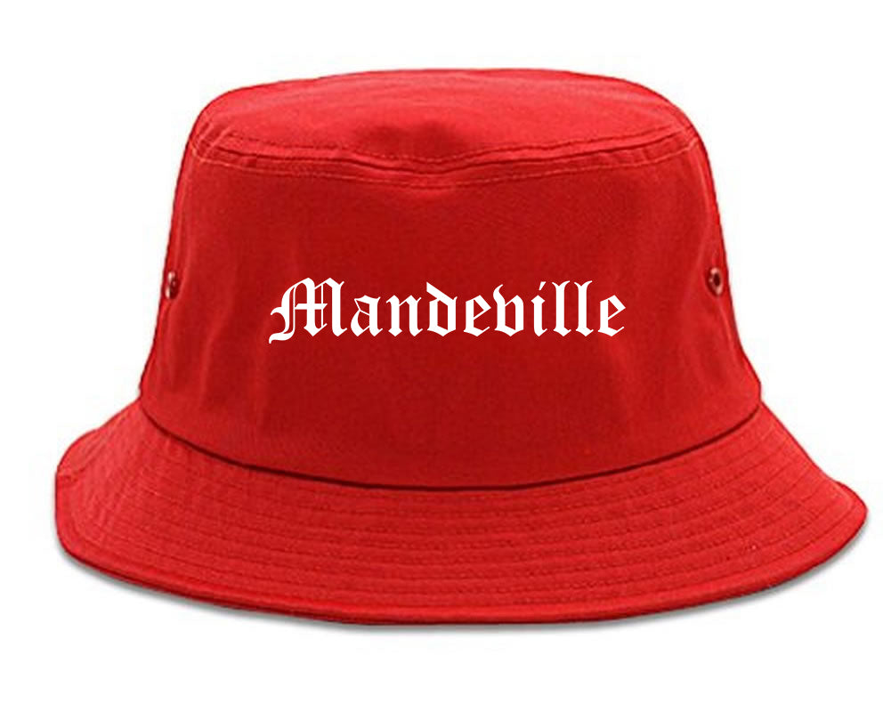 Mandeville Louisiana LA Old English Mens Bucket Hat Red
