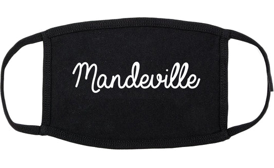Mandeville Louisiana LA Script Cotton Face Mask Black