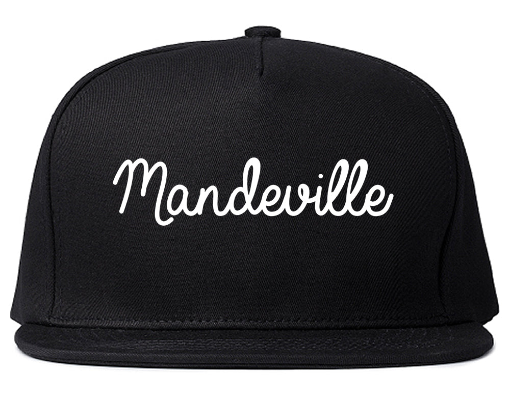 Mandeville Louisiana LA Script Mens Snapback Hat Black
