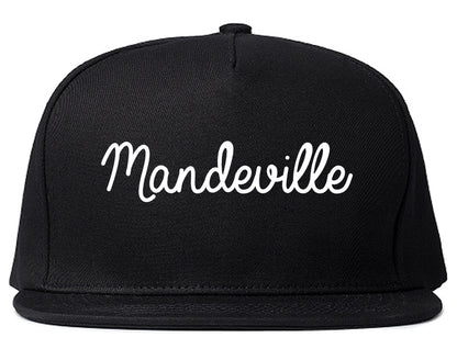 Mandeville Louisiana LA Script Mens Snapback Hat Black