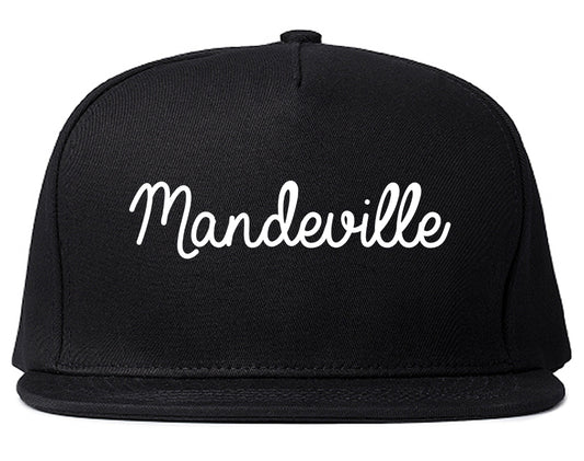 Mandeville Louisiana LA Script Mens Snapback Hat Black