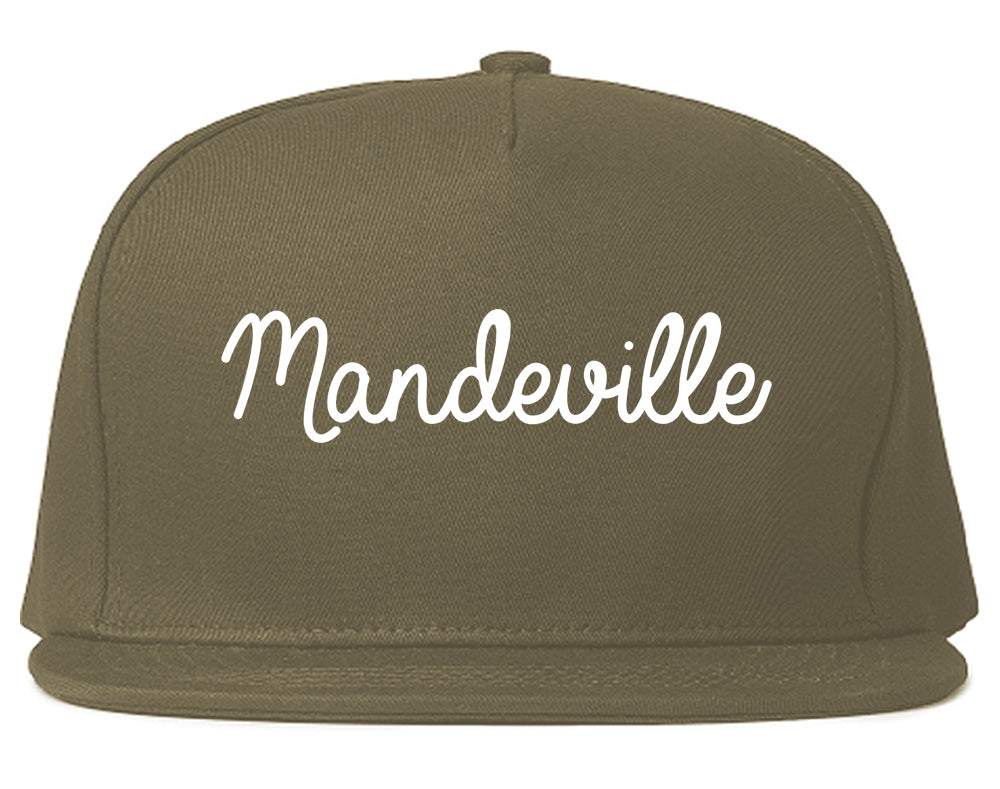 Mandeville Louisiana LA Script Mens Snapback Hat Grey